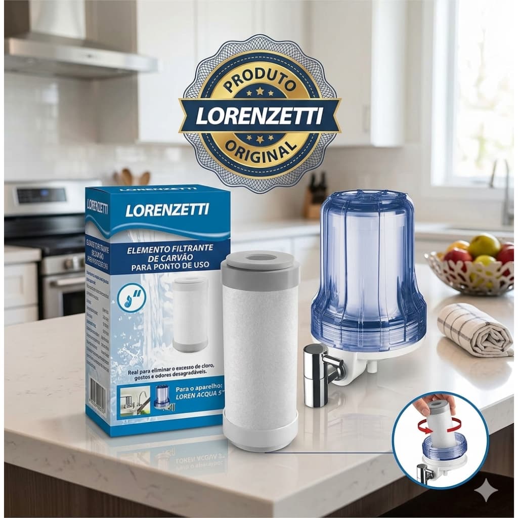 Refil (elemento filtrante) de carvao ativado para filtro Loren Acqua 5 Original Lorenzetti 7411026