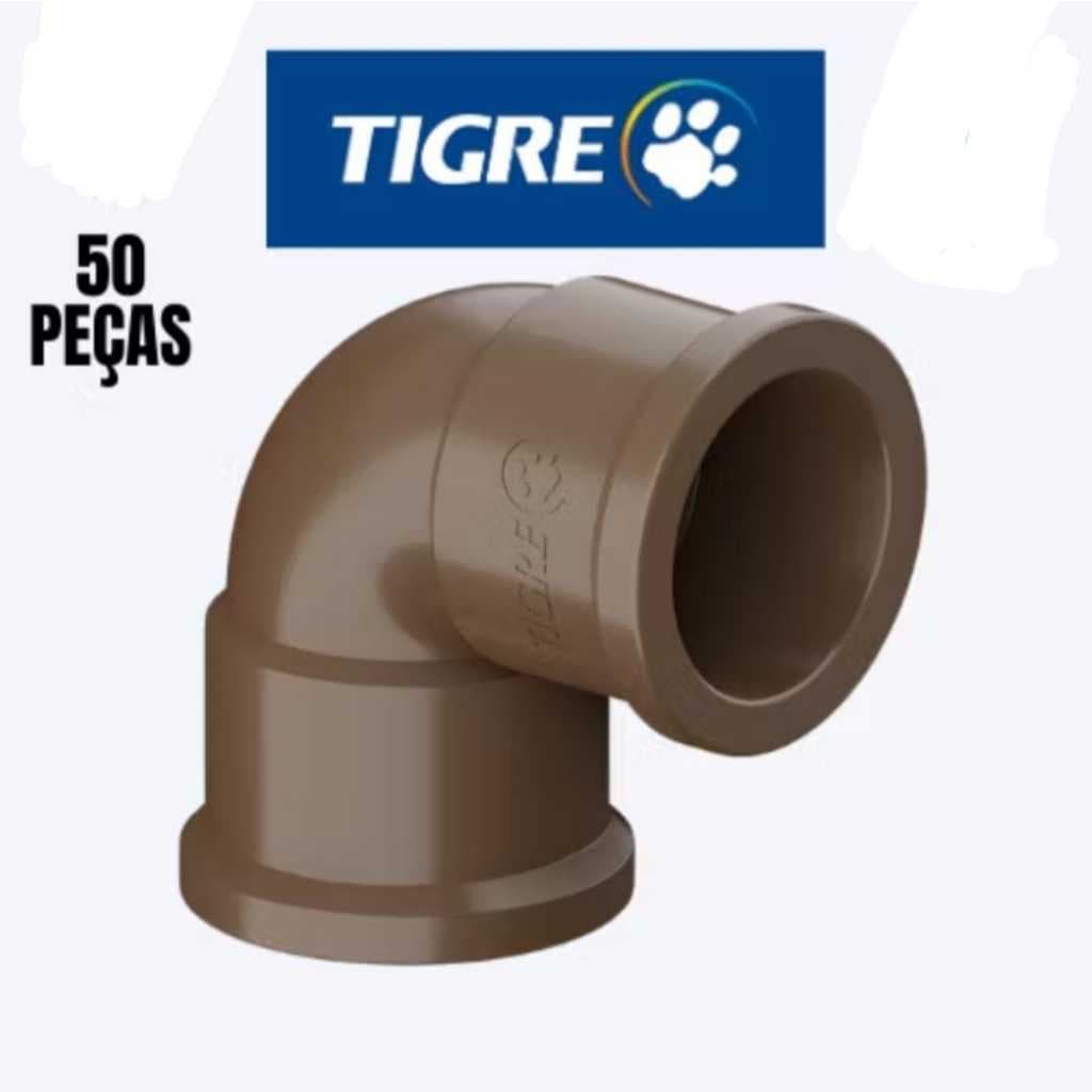 Kit - Joelho Soldável Cotovelo Marrom PVC 90° graus x 25mm 3/4 Tigre - 5, 10, 25 e 50 Unidades