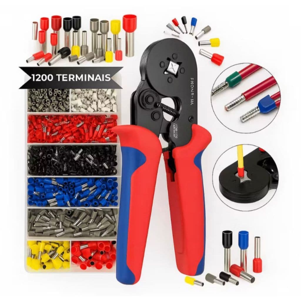 Kit 1200 Peças Terminal Tubular Ilhos Até 0.5mm-10mm,+ com 1  alicate