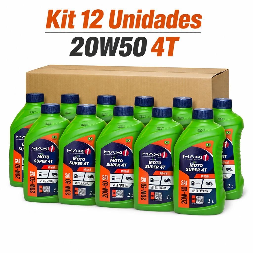 kit 12 Óleo Lubrificante 20w50 4T Lubrificante De 1Litro Para Motos Motor Premium