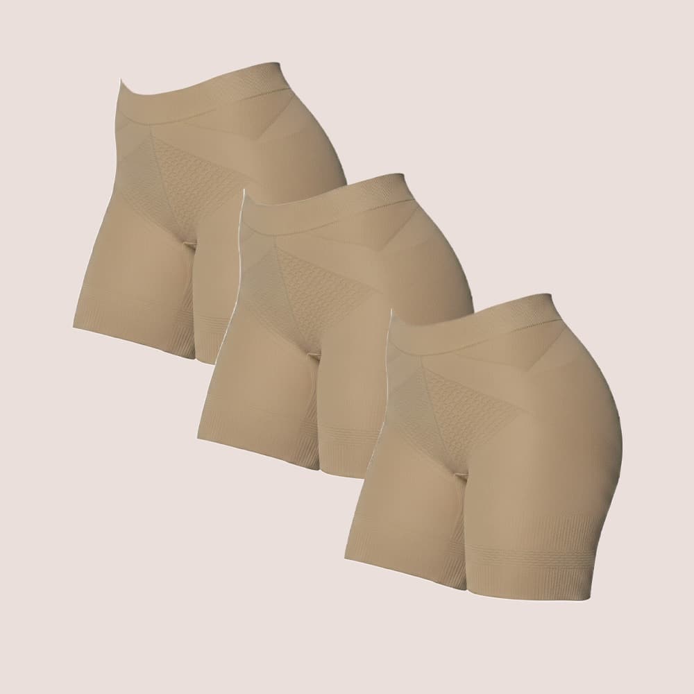 Kit 3 Shorts Modelador Selene Sem Costuras Laterais  Compressao Afina Cintura Basicos