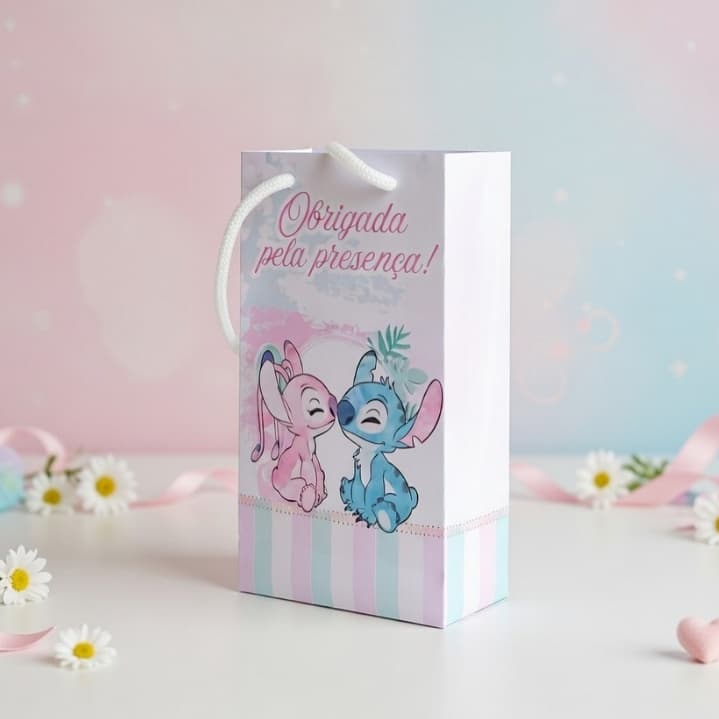STITCH E ANGEL Sacolinha P Sacola Surpresa Lembrancinha para Festa