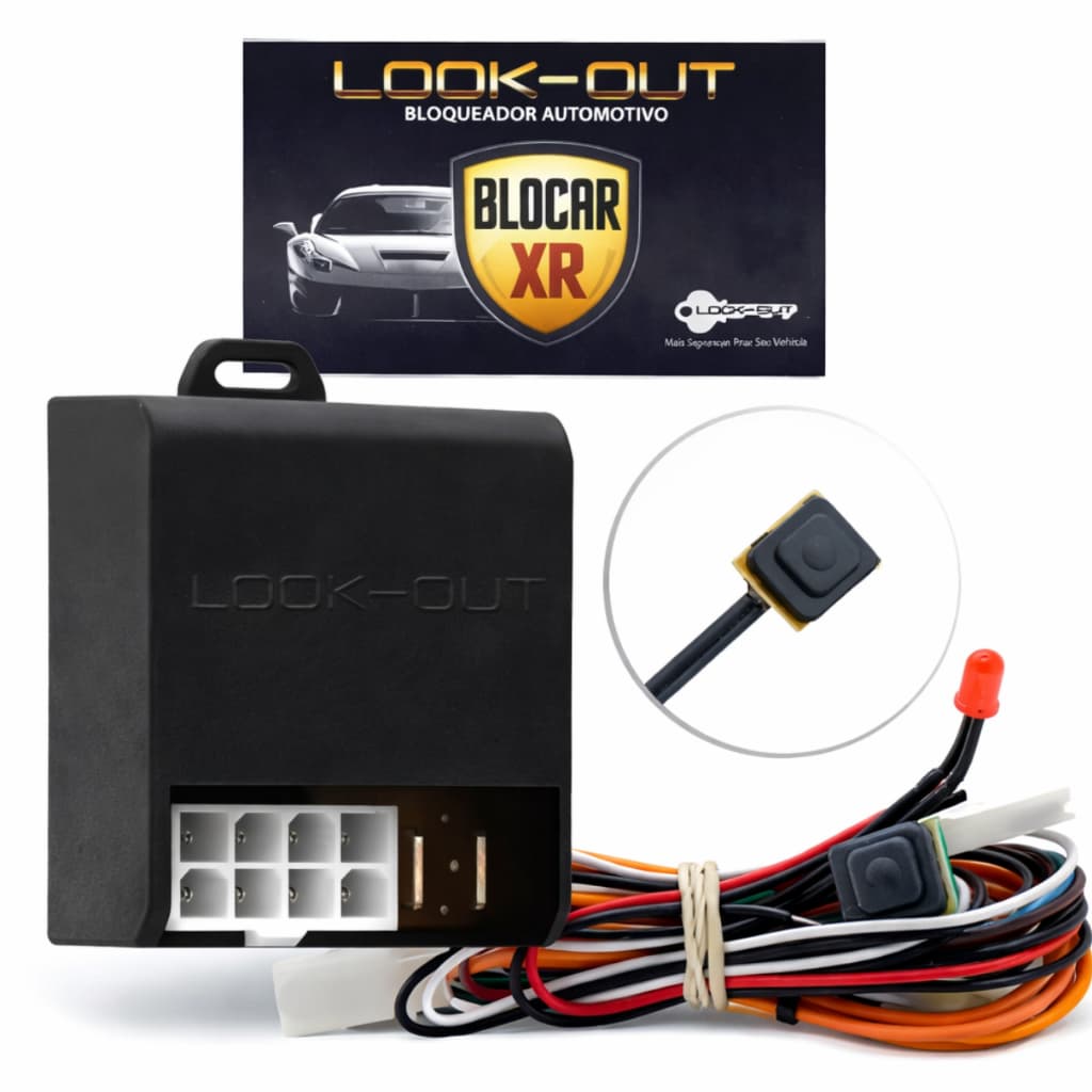 Alarme Bloqueador Veicular Blocar XR Corta Combustível Botão Segredo LED Antifurto Automotivo 12V