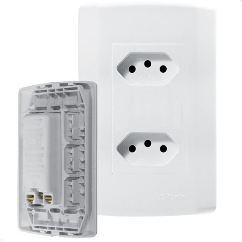 Tomada Dupla 20a Monobloco Modular Cor Branca Fácil Instalação 4x2 Pluzie