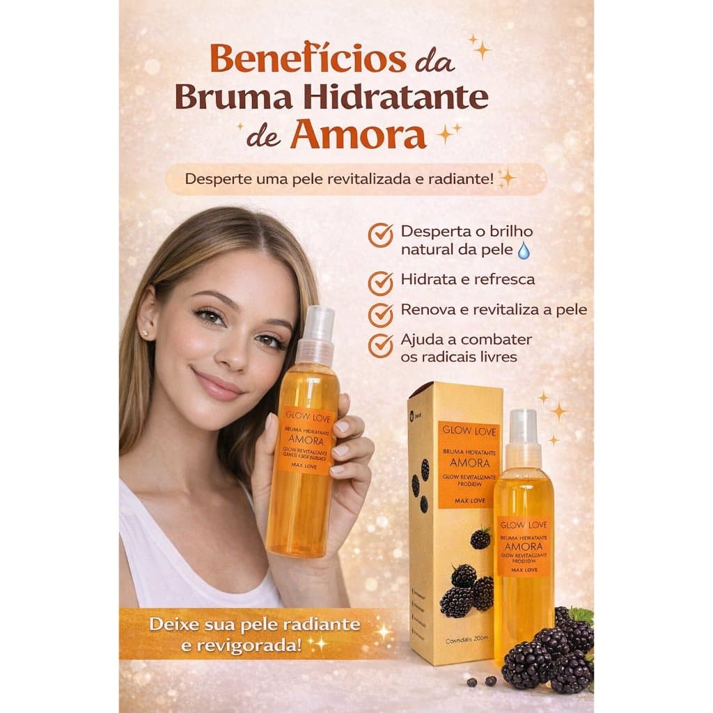 🍇 Bruma Fixadora Amora Max Love – Make Duradoura e Pele Iluminada