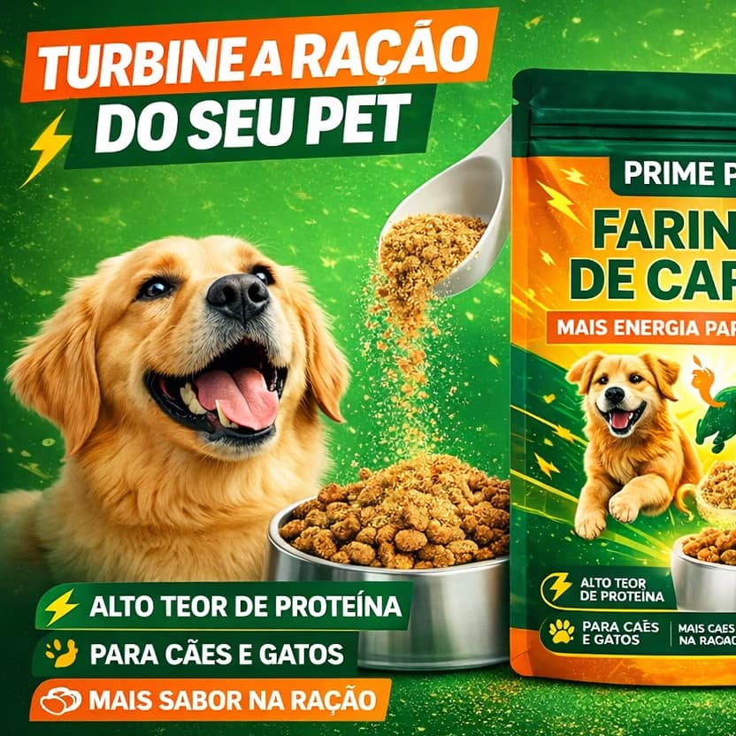Farinha de Carne Osso Suplemento Proteico Cálcio Fósforo Ração Animal Pesca Peixe Pet Gato Cachorro