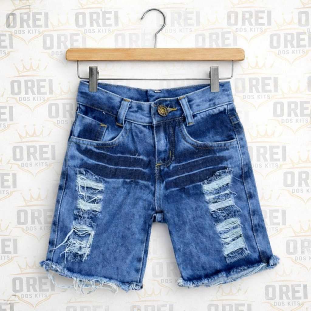 Bermuda Jeans Rasgada Moda Infantil Destroyd Envio Hoje