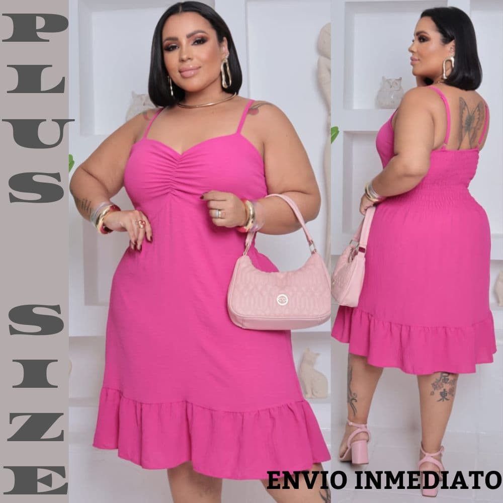 Vestido Plus Size Feminino Forrado Bojo Elastex nas Costas Verão Elegante tecido Duna Casual