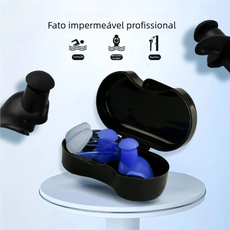 Tampão Auricular Anti-Água Natação - Silicone Flexível, Protetor para Adulto e Infantil