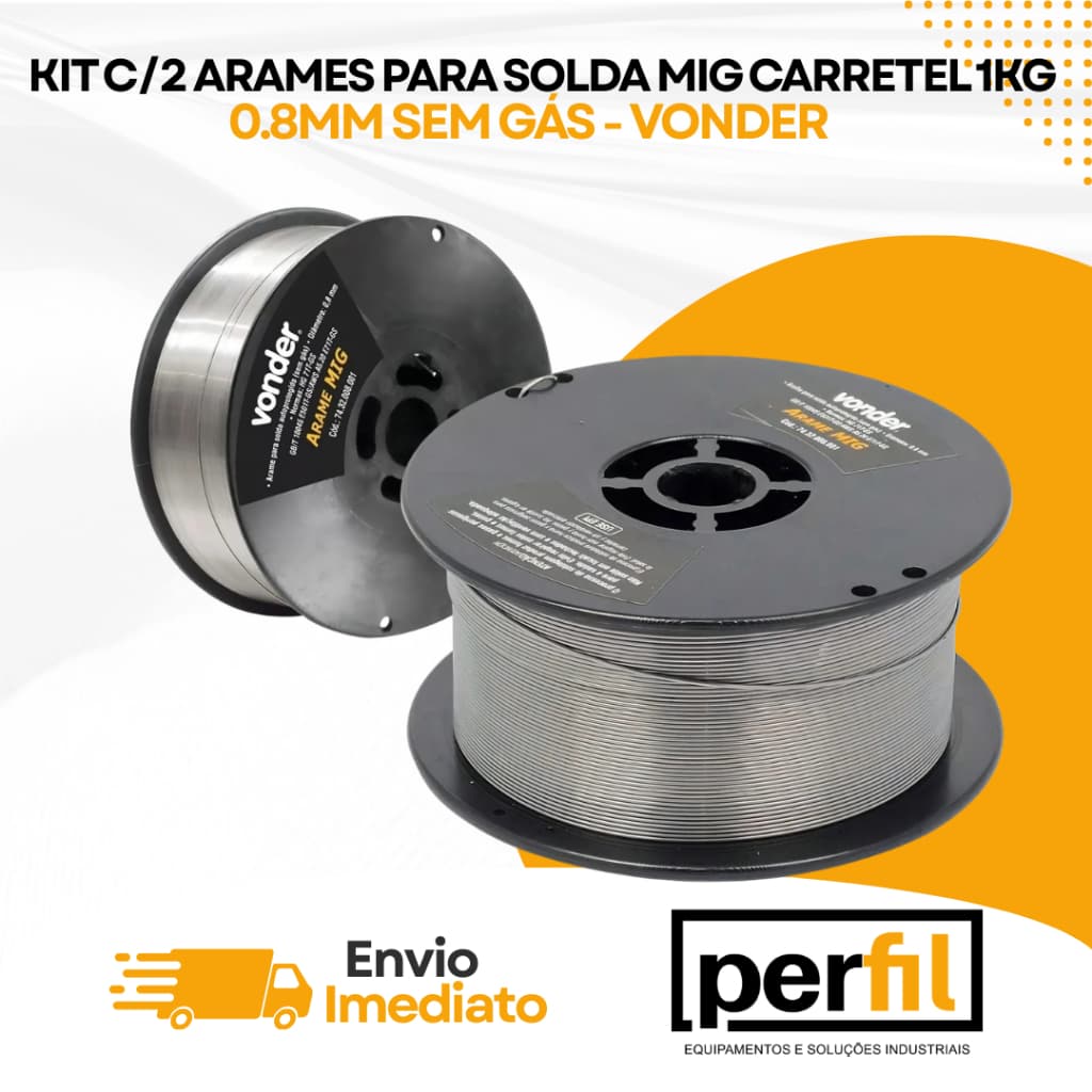 Kit 2 Arames MIG 0,8mm 1kg Sem Gás Arame Sem gas mig Arame mig sem gás Solda mig Mig sem gas Bivolt