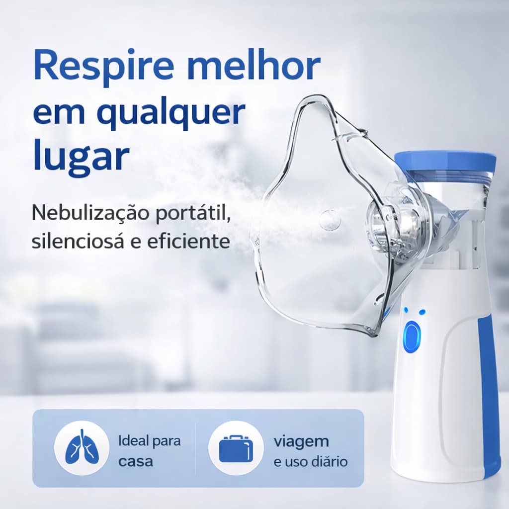 Nebulizador Portátil Mesh Recarregável USB Silencioso Inalador Adulto Infantil JSL W302