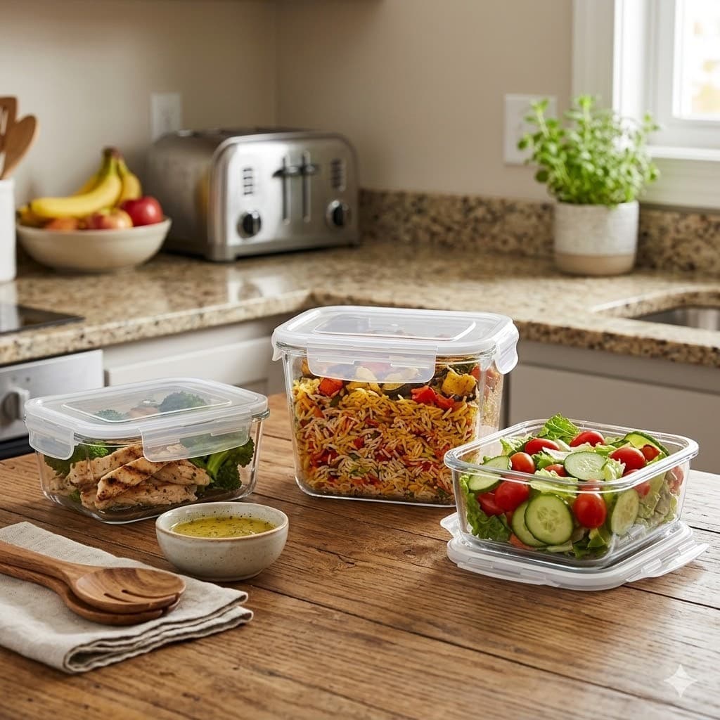 Para a sua Cozinha - Conjunto 3 Pote Hermético Retangular - 50 ml - 150 ml - 350 ml