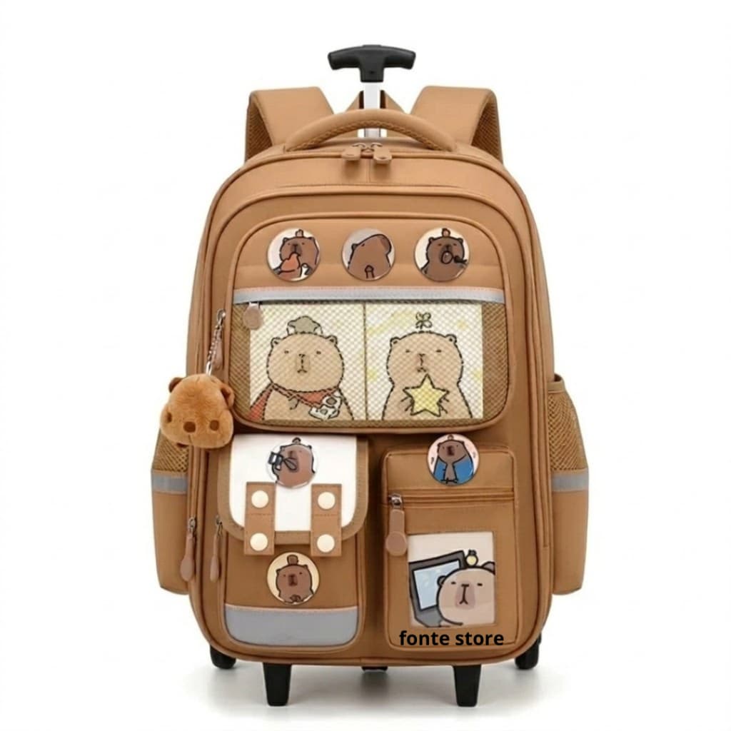 MOCHILA ESCOLAR CAPIVAR COM RODINHA Grande e Impermeável Tendencia