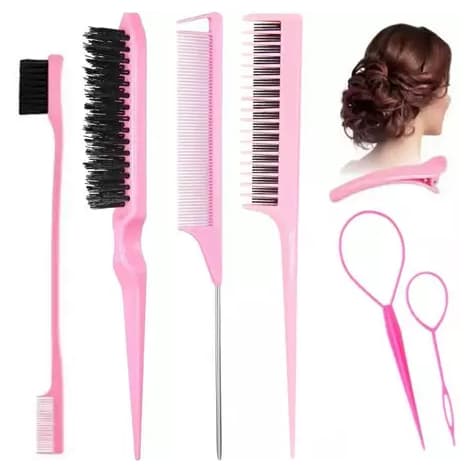 ANA 1108 Pente De 10 Peças Com Ferramenta De Trança E Clipe De Bico De Pato Estilo/Escova De Cabelo-GG ANA