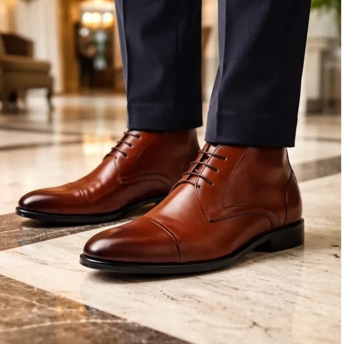 Bota Coturno Estiloso em Couro Legítimo Ankle Boot Esporte Fino Super Estilosa Elegante E Reforçada Em Couro Legítimo