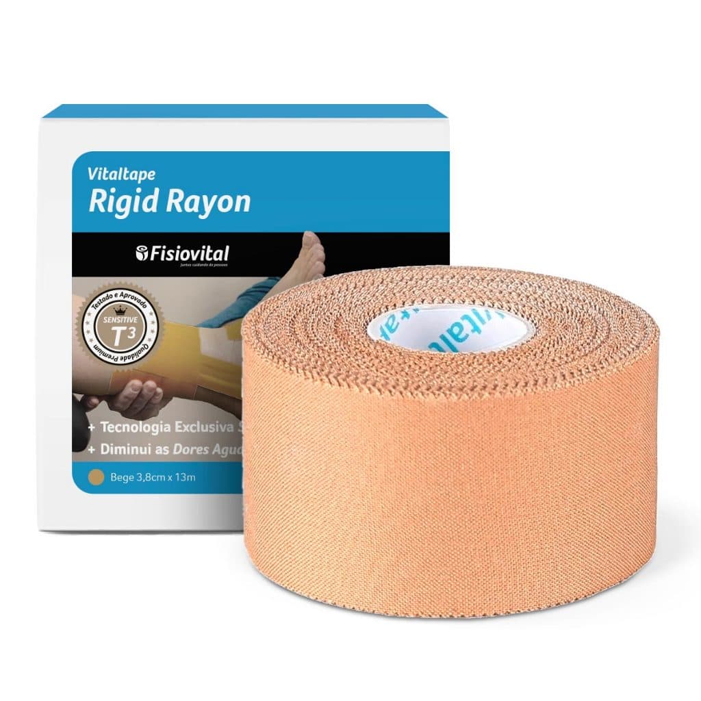 Bandagem Rígida Esportiva Bege Rayon 3,8cm Fisiovital – Atadura Adesiva para Estabilização e Suporte