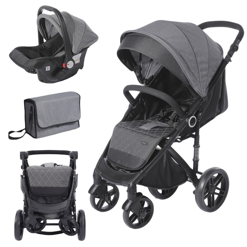 Carrinho de Bebê 3 em 1 com Bebê Conforto – Reclinável, Suspensão Amortecida, Dobrável Compacto, 0 a 3 Anos