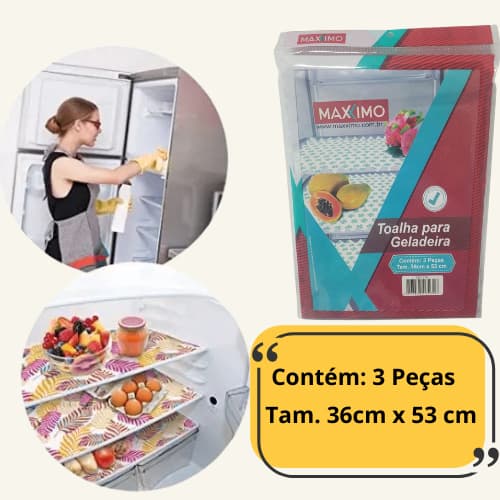 Kit Toalha para Geladeira 6, 9 ou 12 Unidades – Forro de Geladeira Lavável Polietileno 36x53cm Estampas Sortidas