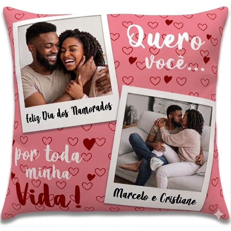 Almofada Personalizada Polaroid Com Foto E Nome Casal, namorados, dia das mães, pais, avós, lembrança, amigos, tios,