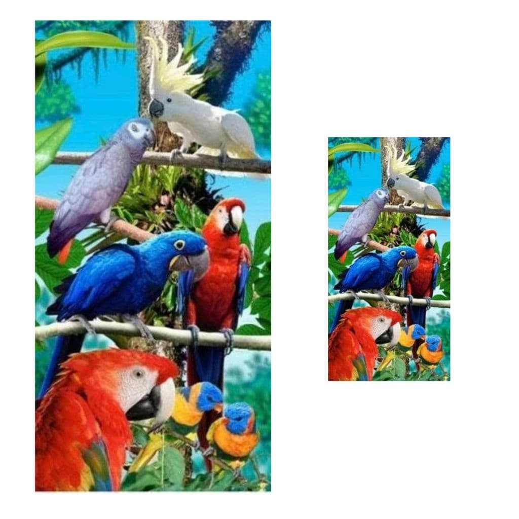 Kit de Toalhas Banho e Mão Básica Estampa Araras Fauna Brasileira