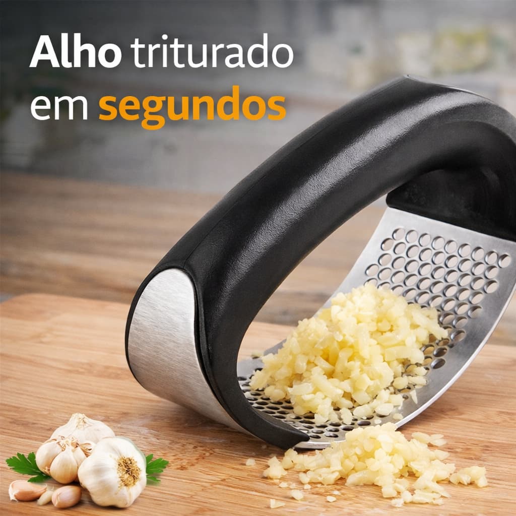 Espremedor de Alho Inox Amassador Triturador Alho Manual Cozinha