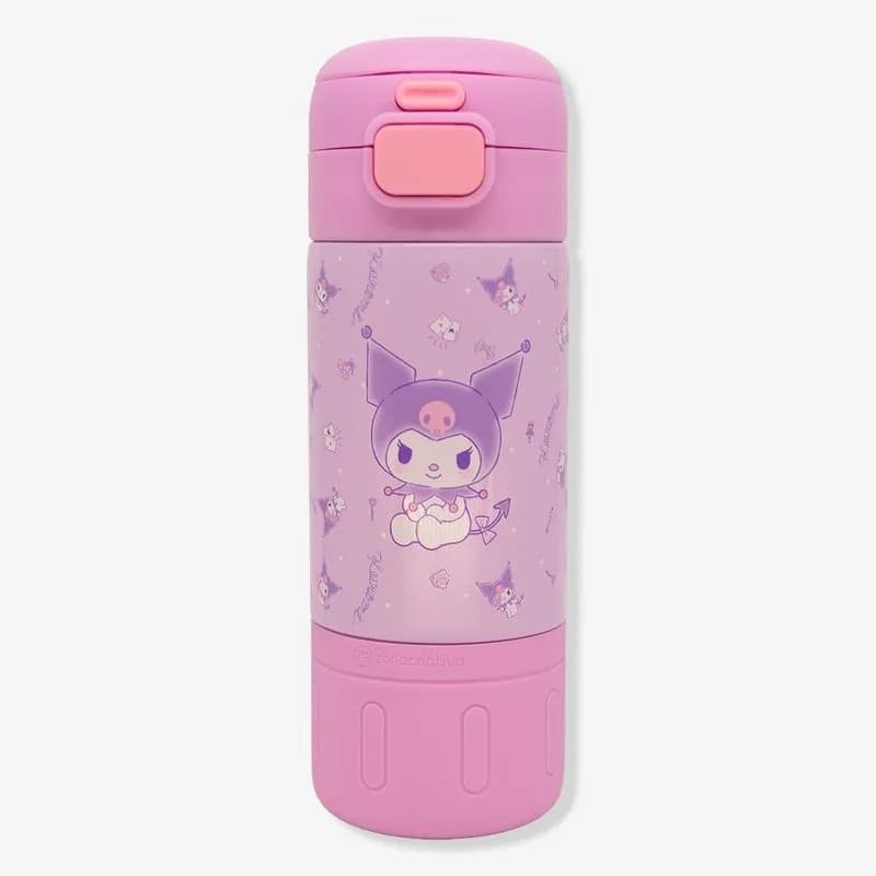 Garrafa Termica Com canudo e Alça Capsule Kuromi Hello Kitty Dragons Benguela Minions 450ml Escola