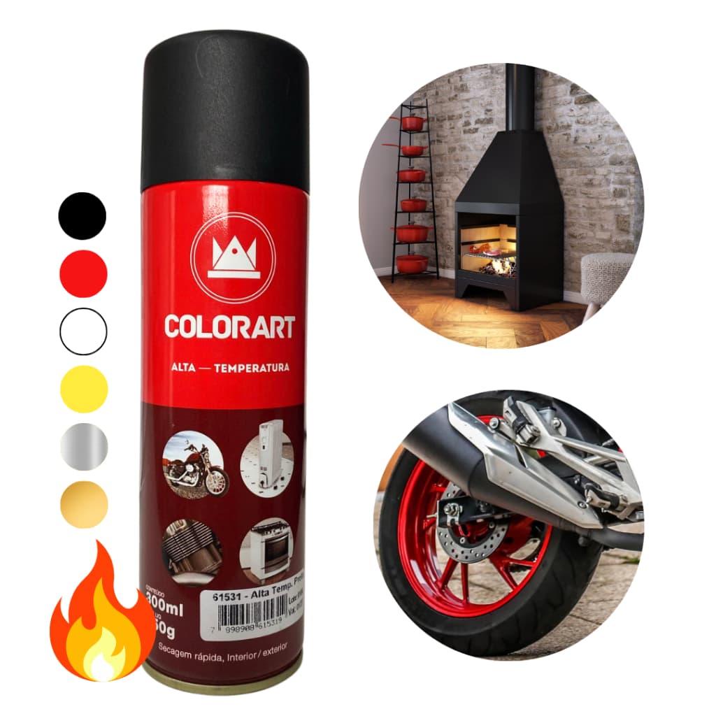 Tinta Spray Alta Temperatura Até 600ºc Fogão Lareira Grelha Escapamento Moto Churrasqueira 300ml