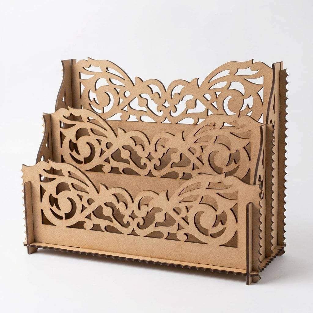 Organizador De Mesa Escritório Porta Documentos MDF 3mm Suporte Papel Arquivo Mesa Escritório