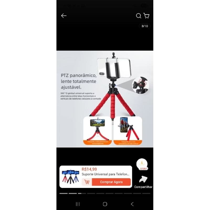 📱 Tripé Flexível para Celular Universal | Suporte Polvo Ajustável para Vídeo, Foto e Live