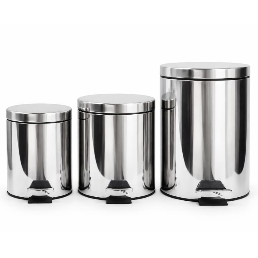 Lixeira Inox 3 5 12 Litros Com Pedal E Balde Removível Cesto De Lixo Para Banheiro Cozinha Escritório