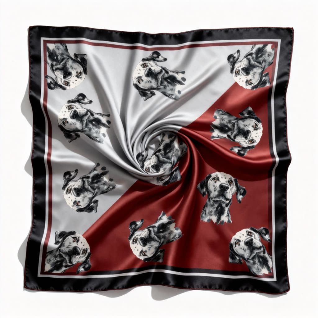Lenço Feminino 90X90 Em Cetim Para Cabelo Bolsa Pescoço Echarpe Cachecol Moda Dálmata Cachorro Pop