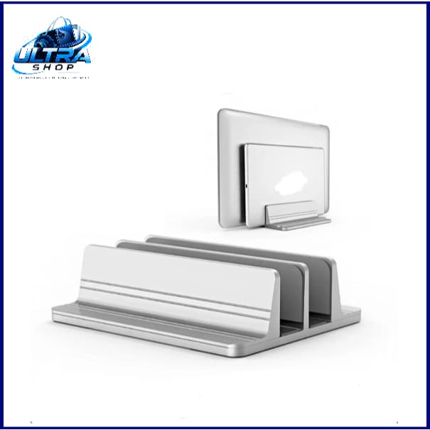 Suporte De Mesa Aluminio Vertical Duplo Ajustável Para Notebook Tablet e Smartphone ZH005-B