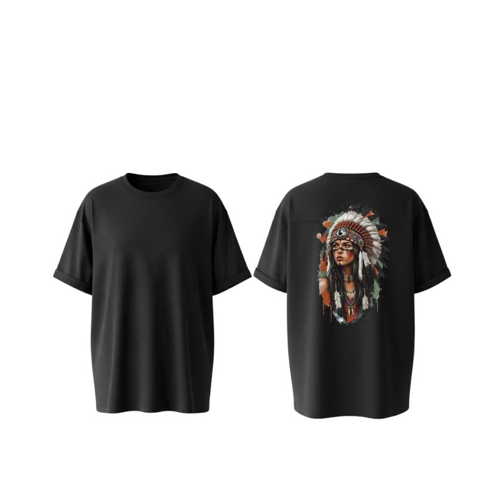 Camiseta Oversized Premium "Native Spirit" – Estampa Artística Exclusiva em Algodão de Alta Gramatura