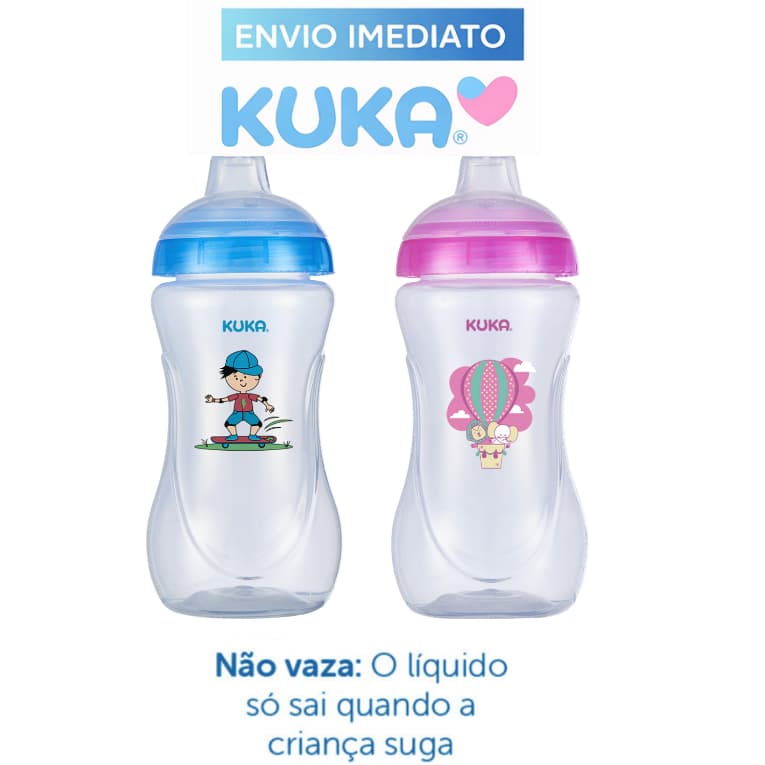 Copo Treinamento Decorado Fun Kuka Antivazamento Transição Bico Silicone Macio 330ML c/capuz