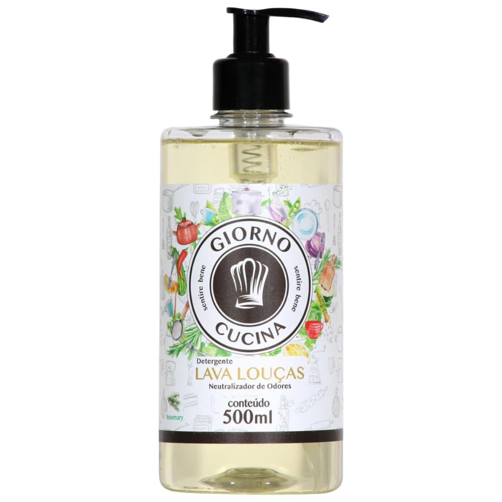 Lava Louças Giorno Cucina 500ml Anti-odor Alho Cebola Peixes Condimentos