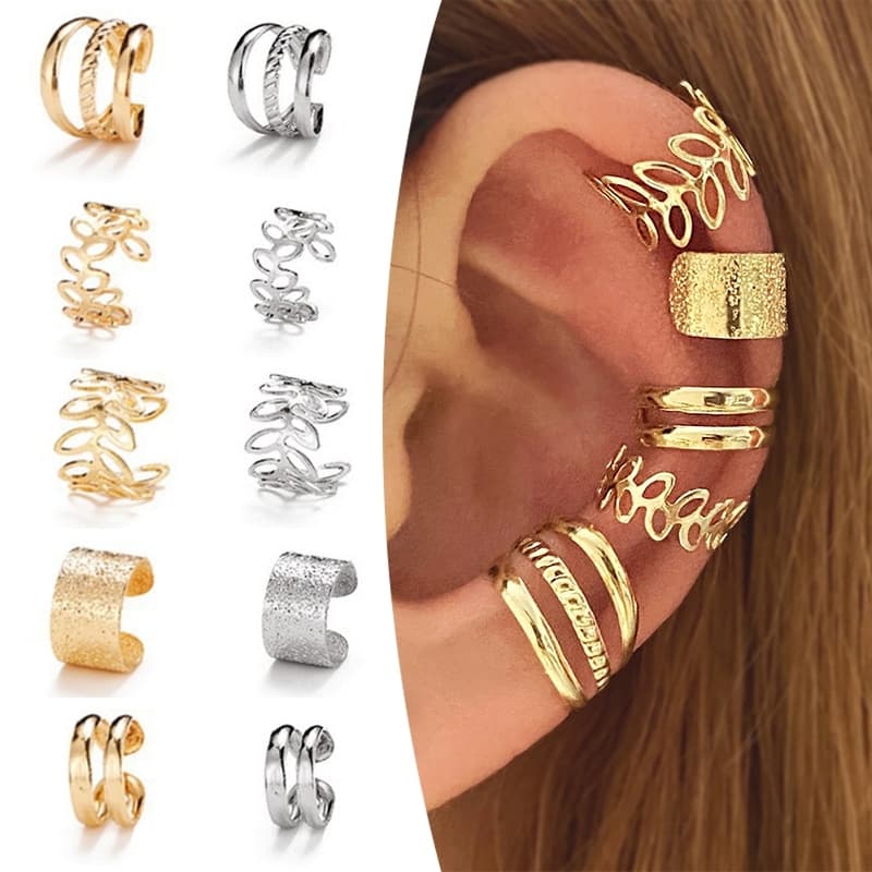 Brincos De Clipe De Ouro Vintage Refinados De 5 Peças – Joias Perfeitas Para Mulheres Sofisticadas