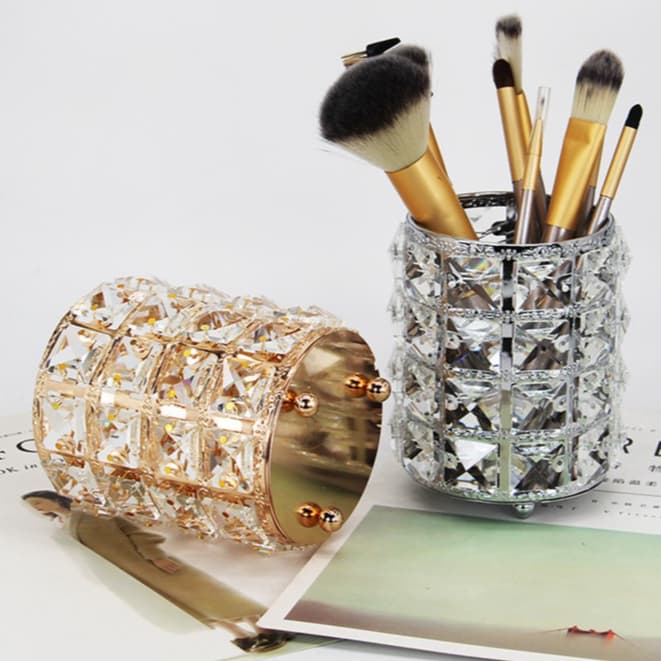 Organizador Porta Pincel Maquiagem Decoração Luxo Cristal