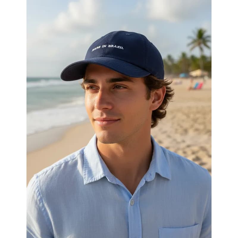 Boné Anth Co Aba Curva Dad Hat Feliz no Simples Made in Brazil Casual Unissex