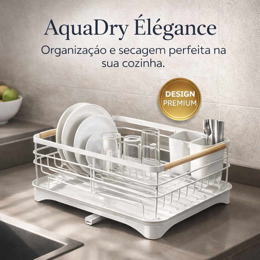 Escorredor de Louça Porta Talheres Base Coletora Organizador Pia Moderno Cozinha Compacta