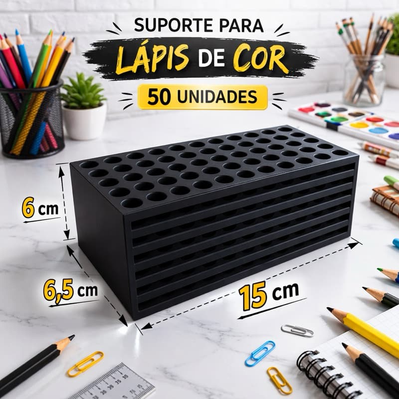 Organizador para 50 Lápis de Cor – Suporte de Mesa Profissional para Desenho