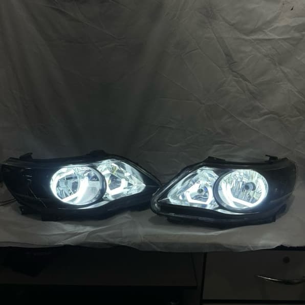 Par Farol Gol Voyage Saveiro G5 Angel Eyes DRL Máscara Negra Ambos Lados Novo Personalizado