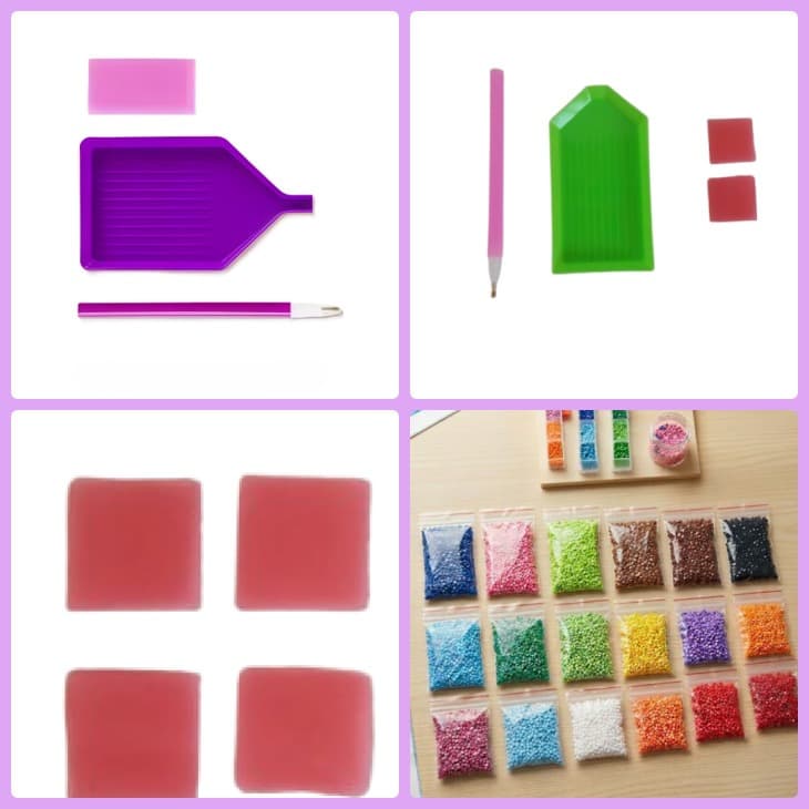 Acessórios/ferramentas para pintura de diamante: caneta pega strass, bandeja, gel e diamantes avulsos