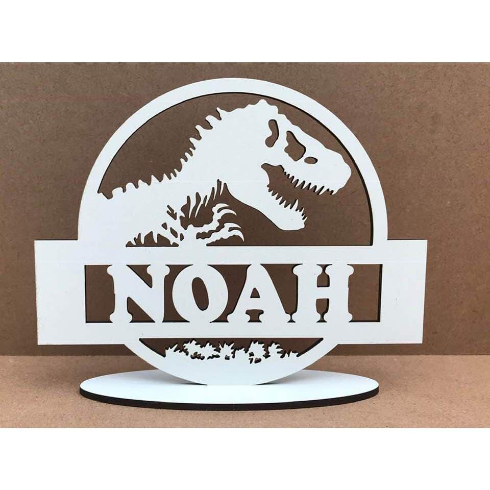 KIT 20 CENTRO DE MESA TEMA DINOSSAURO T-REX MDF BRANCO ANIVERSÁRIO