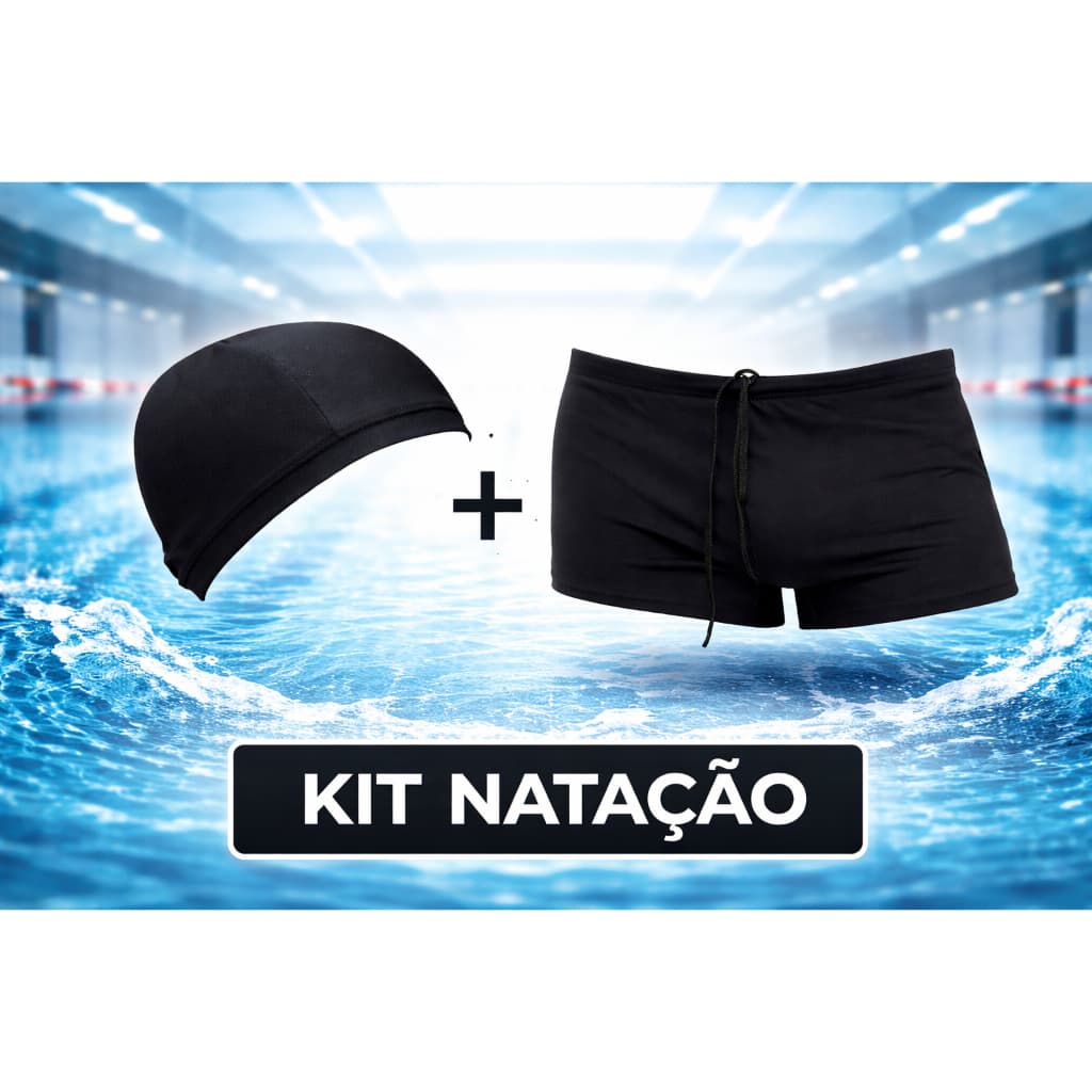 Kit Natação Adulto Sunga + Touca Ajustável Alta Qualidade