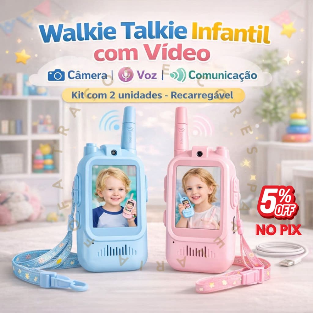 Walkie Talk Infantil Com Video Chamada HD| Rádio Comunicador| 3 Modos de Voz| Comunicação Sem Fio| Presente Infantil