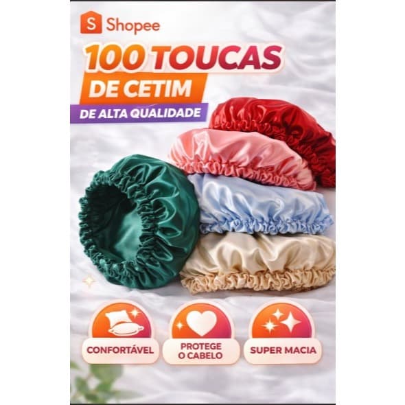kit 100 toucas de cetim,Touca de Cetim no atacado,touca de cetim caixa fechada,fornecedor de touca,touca na  promoção