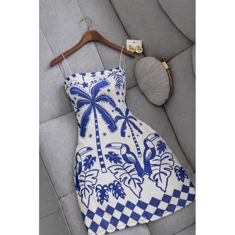 Vestido Curto Feminino Alcinha Ajustado Moda Verão Look Casual Chic