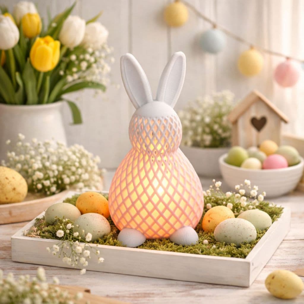 Mini Estátua Decorativa de Páscoa com Vela Led