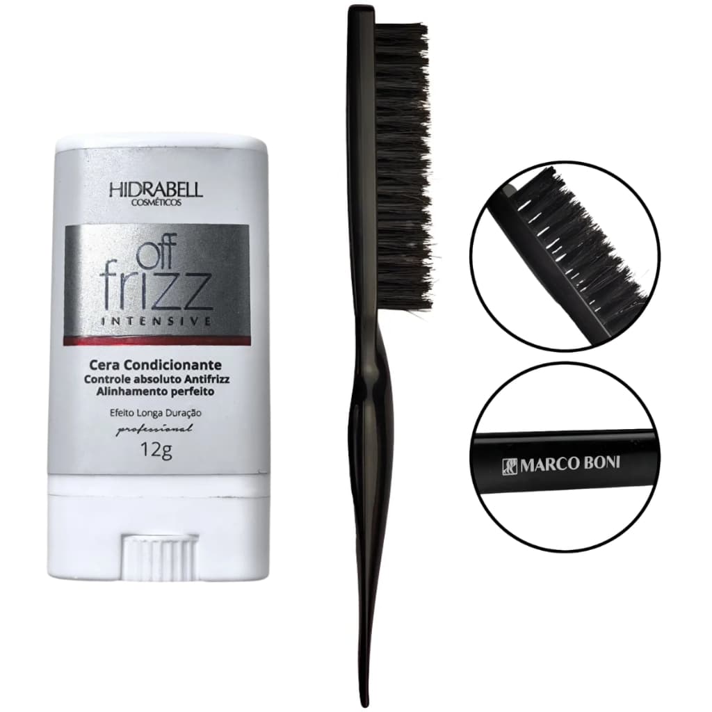 Kit Cera Capilar Hidrabell Antifrizz 12g E Escova Marco Boni