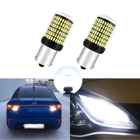 Par Luz De Ré Em Led P21w Canbus Ba15s 1156 Branca 44w